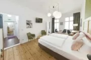 View of bedroom in Studio apartment OTA-Berlin